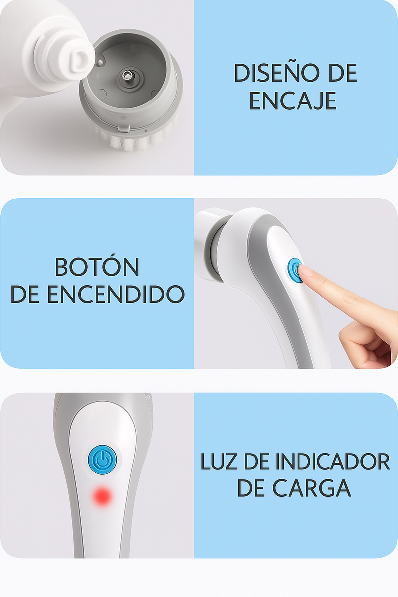 ¡ÚLTIMAS UNIDADES CON DESCUENTO! CEPILLO DELIMPIEZA ELÉTRICO INALÀMBRICO CON 3 CABEZALES