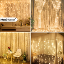 💡SERIE DE LUCES LED TIPO CORTINA 3X3 METROS 🎁 (300 FOCOS - 8 MODOS DE ILUMINACION)